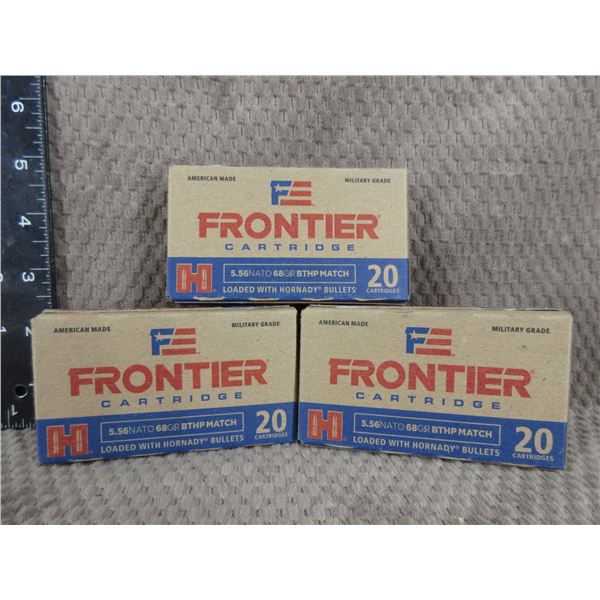 5.56 Nato 68 gr BTHP Match Frontier - 3 Sealed Boxes of 20