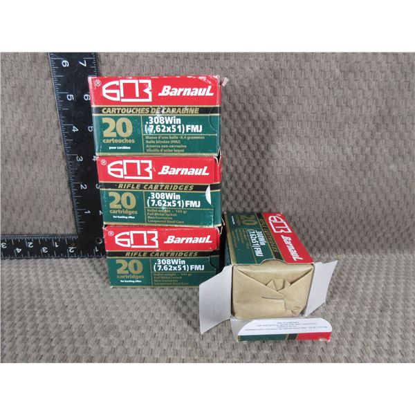 308 Win 145gr FMJ by Barnaul 4 Boxes of 20 Unopened