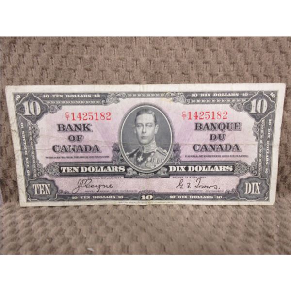 1937 - Ten Canadian Dollar Bill