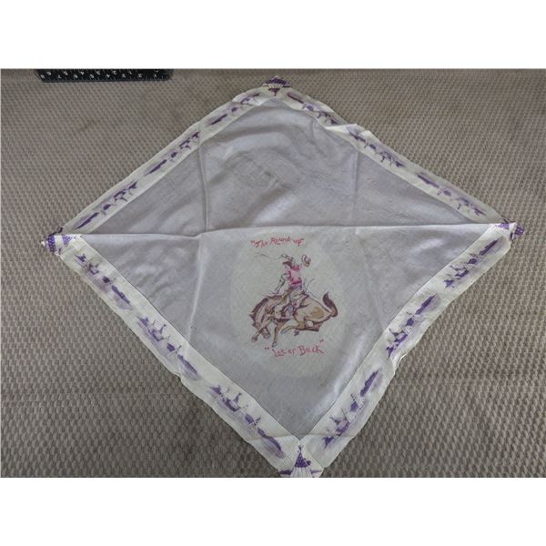 "The Round Up" "Let'er Buck" Silk Rodeo Souvenir Bandana