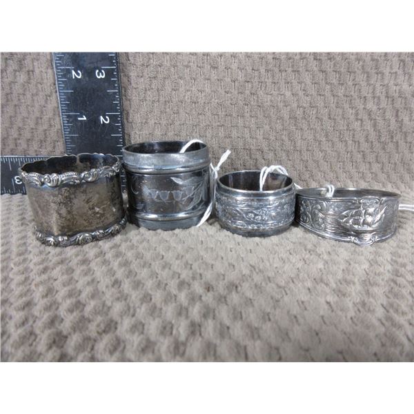 4 - Napkin Rings - 1 is Sterling Silver and it is 16 grams