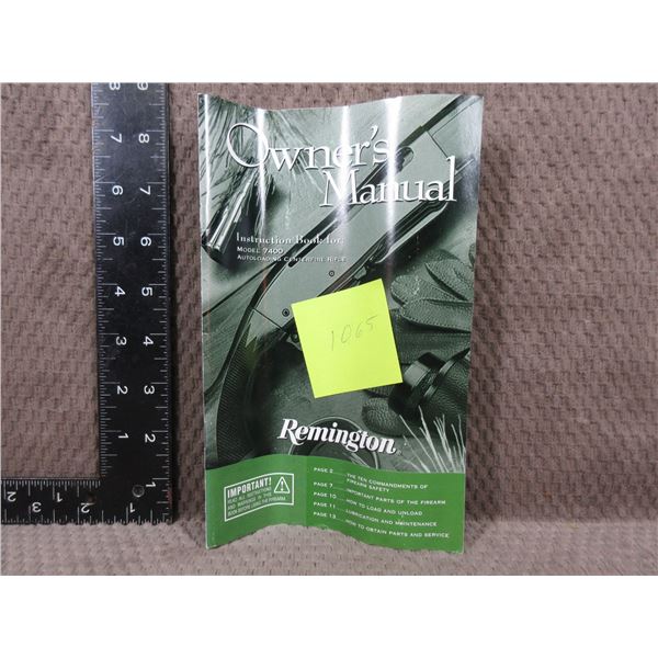 Remington Owners Manual for 7400 Rifle