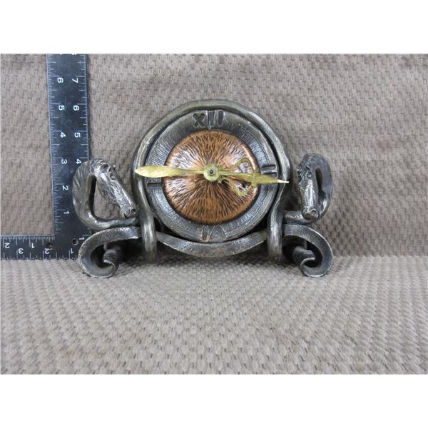 Wrought Iron Clock with Horse Heads