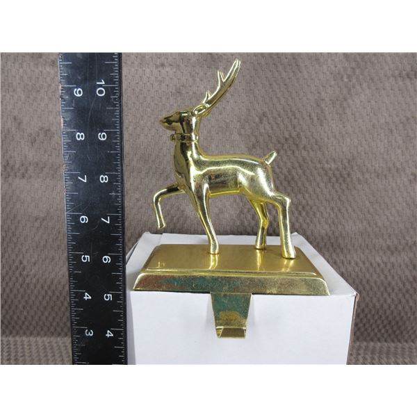 Brass Deer Christmas Stocking Hanger