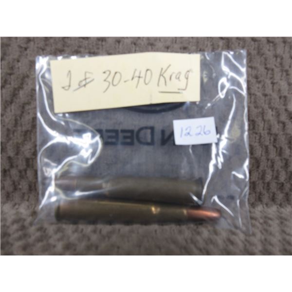 2 - 30-40 Krag Cartridges, Head Stamps Dominion & Super X