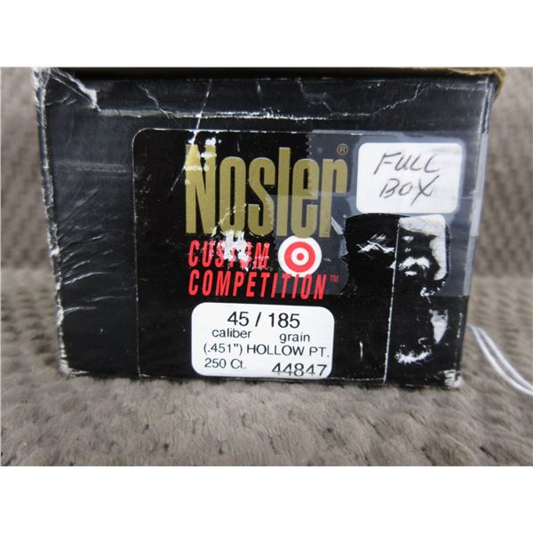 .451 185gr Hollow Pt Nosler Bullets Box of 250
