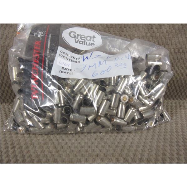 9MM Winchester Nickel - Plated Brass - Bag of 600