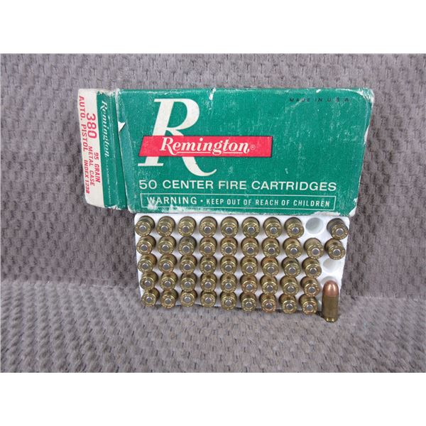 380 Auto Pistol 95gr Metal Case by Rem - Box of 47