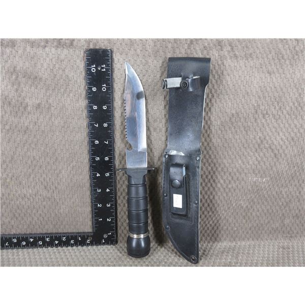 Survival Knife with Compass, Stone & Tools in Handle