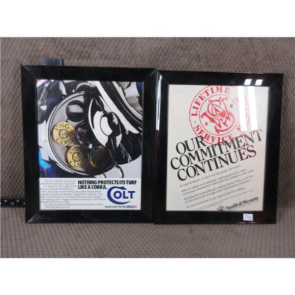 2 Framed Pictures - S&W & Colt