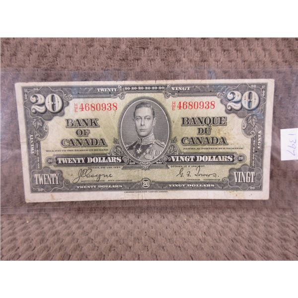 1937 - Twenty Canadian Dollar Bill