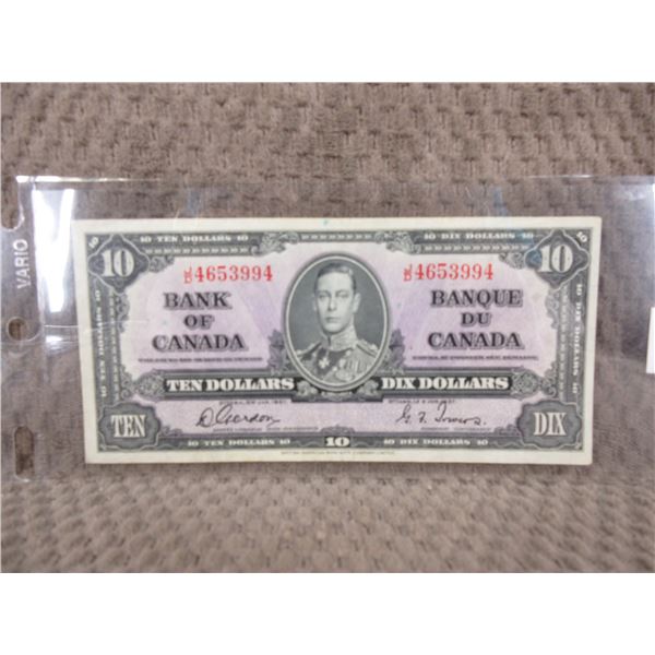 1937 - Ten Canadian Dollar Bill