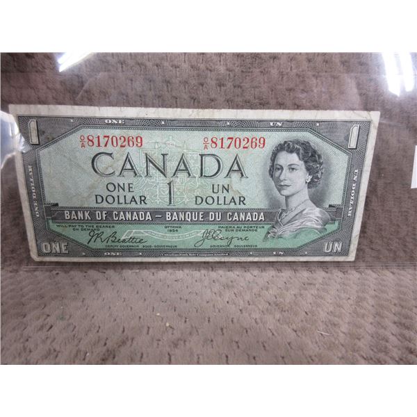 1954 - One Canadian Dollar Bill - Devil's Face