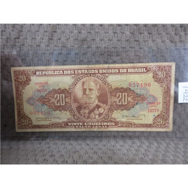 1942-1967 - Twenty Cruzeiro Bill Brazil