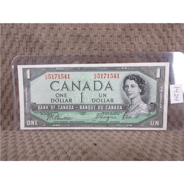 1954 - One Canadian Dollar Bill - Devil's Face