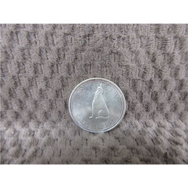 1967 - Fifty Cent Centennial Canadian Coin - 800 Silver
