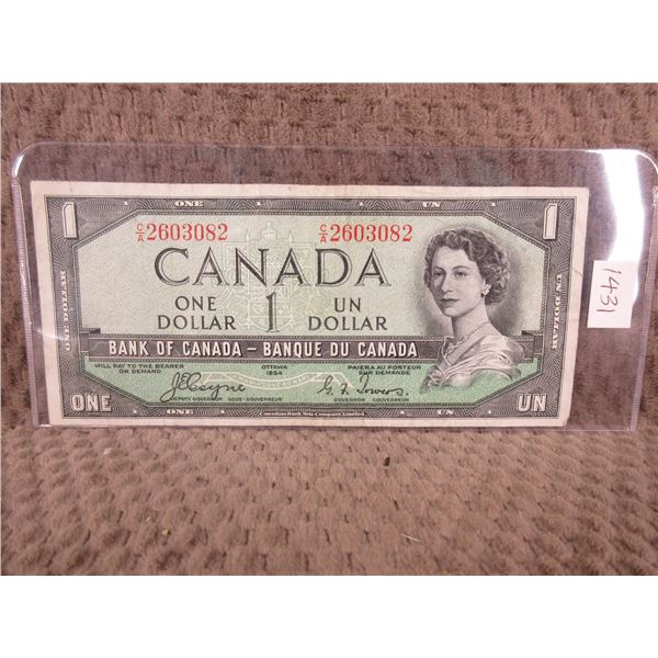 1954 - One Canadian Dollar Bill - Devil's Face