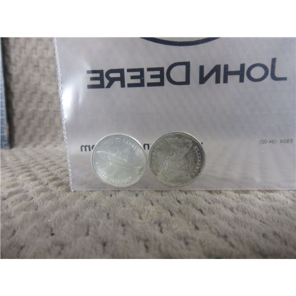 1867-1967 - 2 Canadian Centennial Dimes - 800 Silver