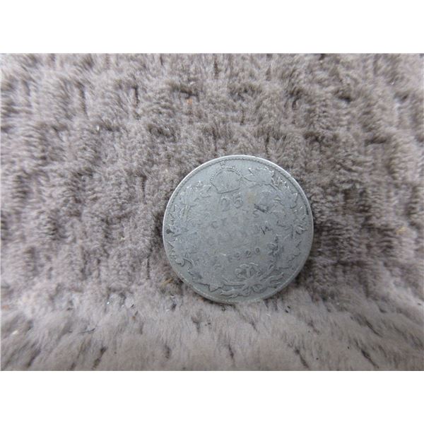 1920 Canadian Twenty Five Cent Coin