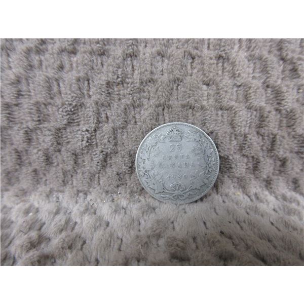 1930 Canadian Twenty Five Cent Coin