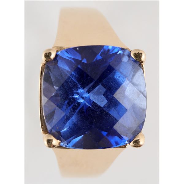 Blue Checkerboard Cushion Cut Ring [137759]