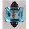 Image 1 : Emerald Cut Blue Topaz Gold Ring [137762]