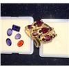 Image 1 : Garnet Cluster Gold Cocktail Ring, Loose Garnet, Iolite Stones (5 stones + ring) [116171]