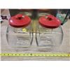 Image 1 : 2 STORE JARS W/ RED LIDS