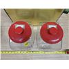 Image 2 : 2 STORE JARS W/ RED LIDS