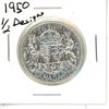 Image 1 : 1950 1/2 Des Canadian Silver Fifty Cent Coin
