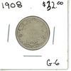 Image 1 : 1908 Canadian Silver Twenty Five Cent Coin