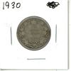 Image 1 : 1930 Canadian Silver Twenty Five Cent Coin