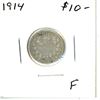 Image 1 : 1914 Canadian Silver Ten Cent Coin