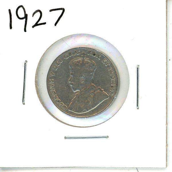 1927 Canadian Five cent Coins