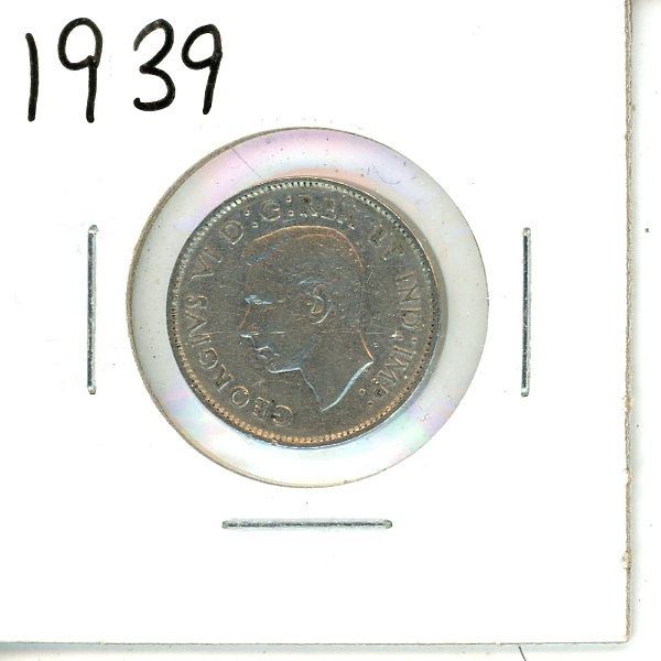 1939 Canadian Five cent Coins