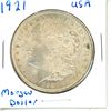 Image 1 : 1921 USA Morgan Silver Dollar  .900 Silver