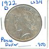 Image 1 : 1922D USA Peace Silver Dollar  .900 Silver