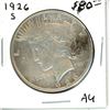 Image 1 : 1926S USA Peace Silver Dollar  .900 Silver
