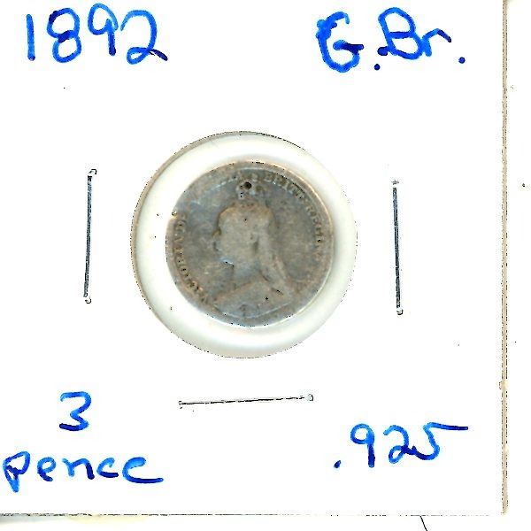 1892 Great Britain Three Pence