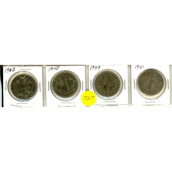 1948,48,49,61 Great Britain 1/2 CROWN x 4