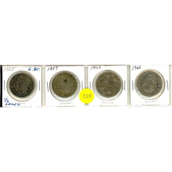 1955,57,48,62 Great Britain 1/2 CROWN x 4
