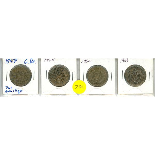 1947,64,60,63 Great Britain Two Schilling x 4