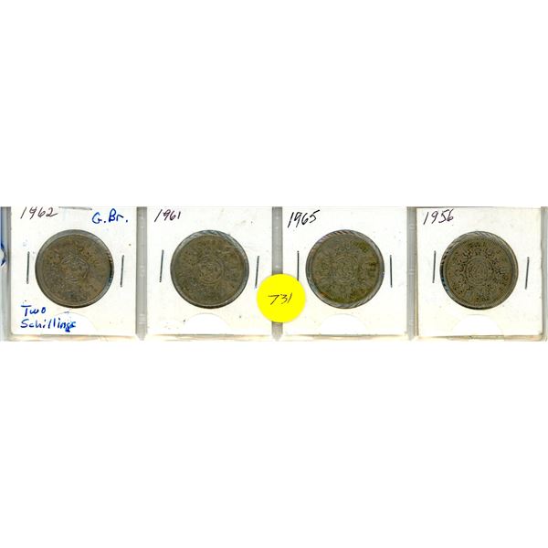 1962,61,65,56 Great Britain Two Schilling x 4