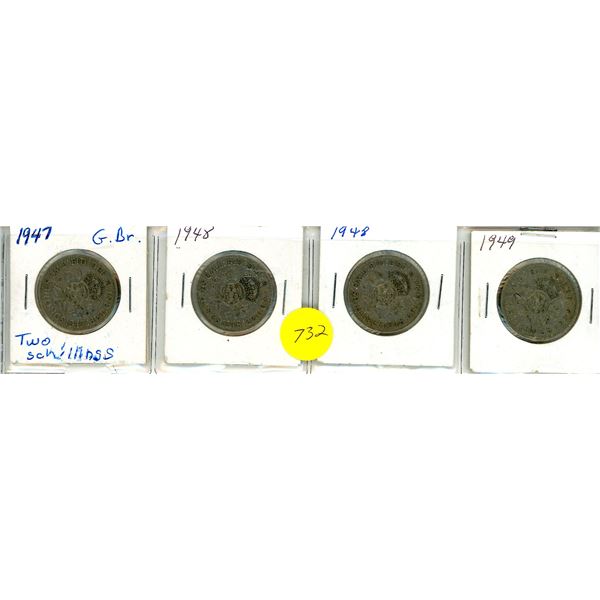 1947,48,48,49 Great Britain Two Schilling x 4