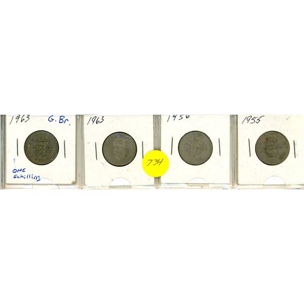 1963,63,56,55 Great Britain Schilling x 4