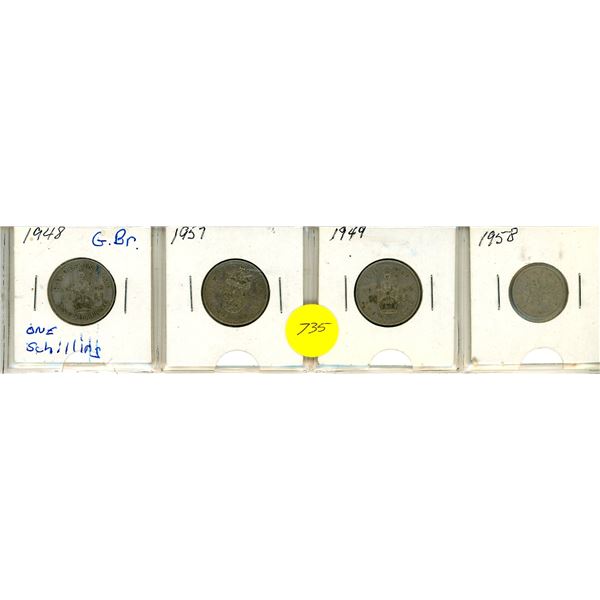 1948,57,49,58 Great Britain Schilling x 4