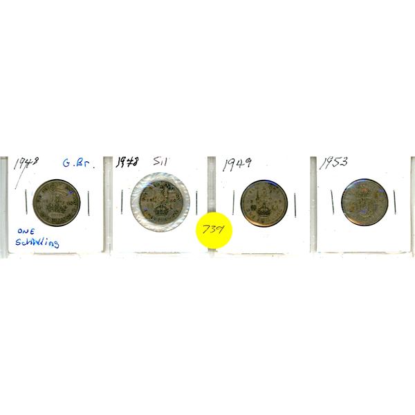 1948,48,49,53 Great Britain Schilling x 4