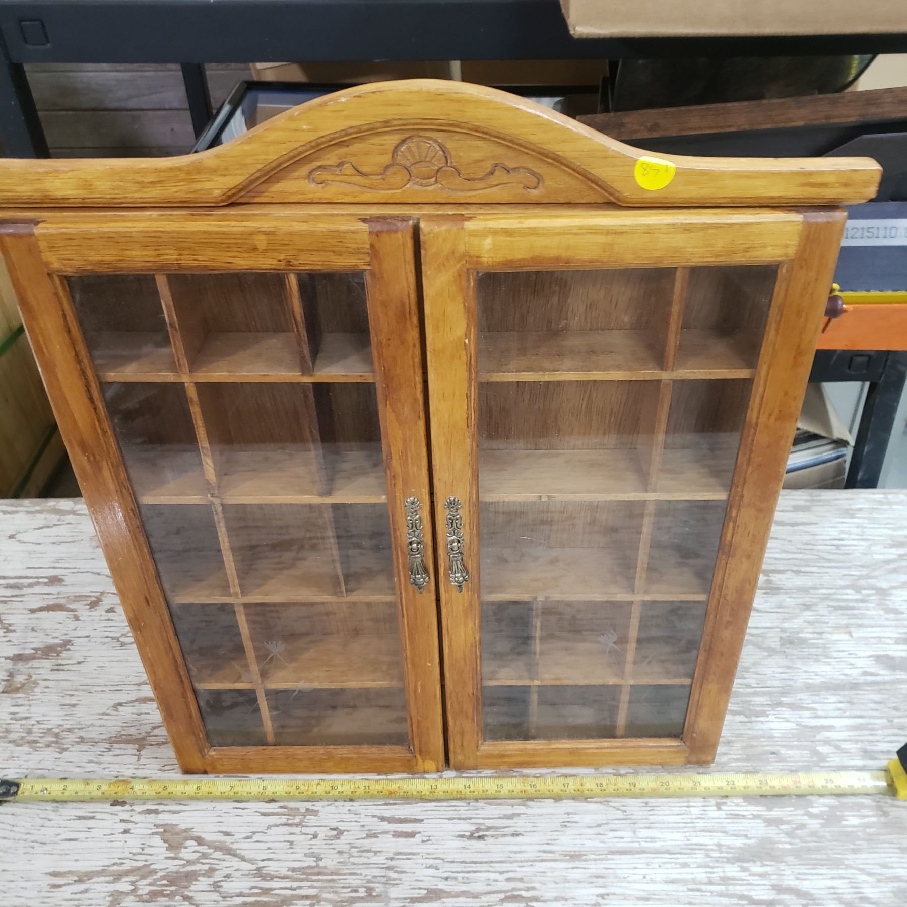 small nick nack shelf cupboard with doors