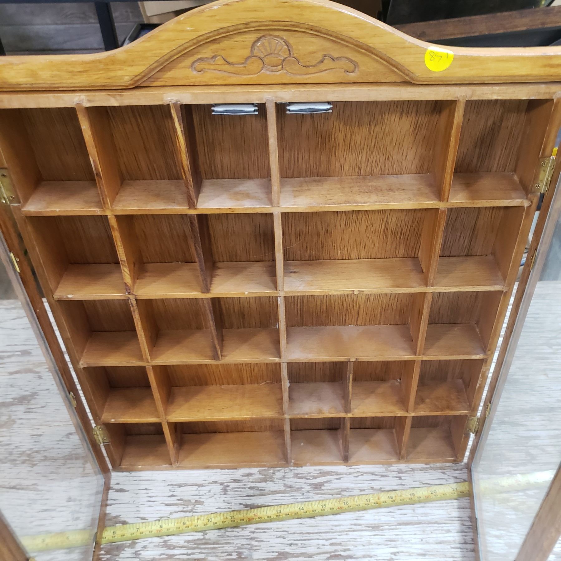 small nick nack shelf cupboard with doors