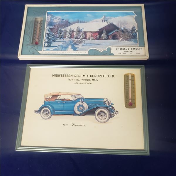 Two Vintage thermometers wall art Sinclair Manitoba, Virden Manitoba